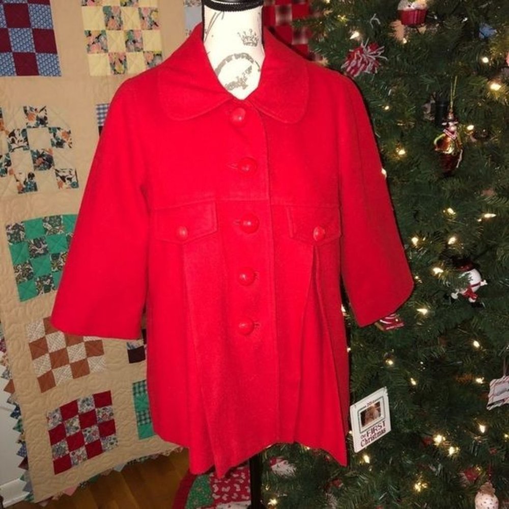 Lux Brand Red Pea Coat Size Small